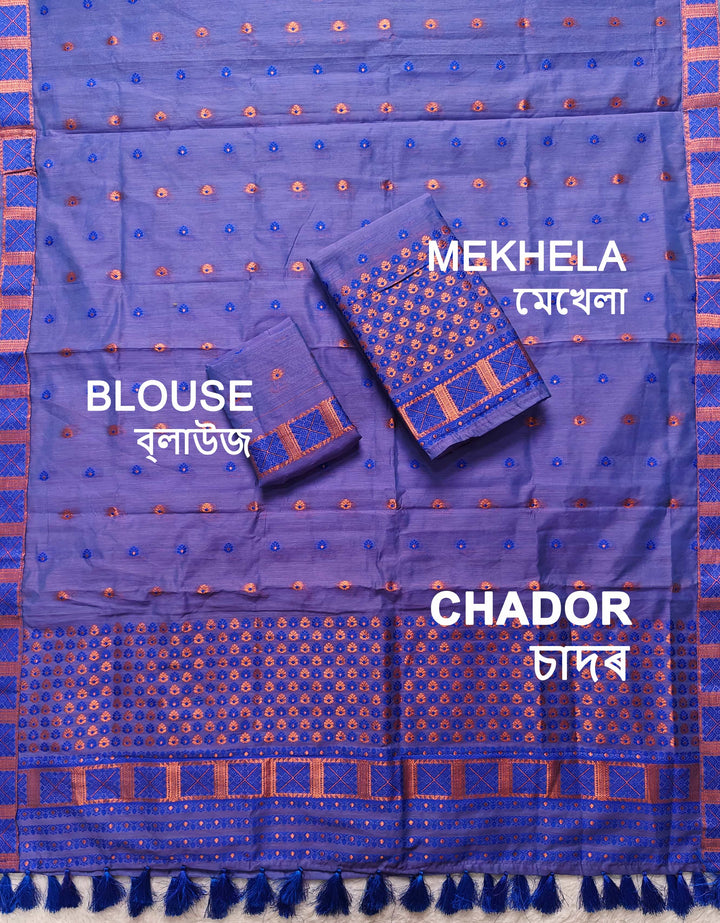 Ready-To-Wear Jari & Dhaga AC Cotton* Mekhela Sador
