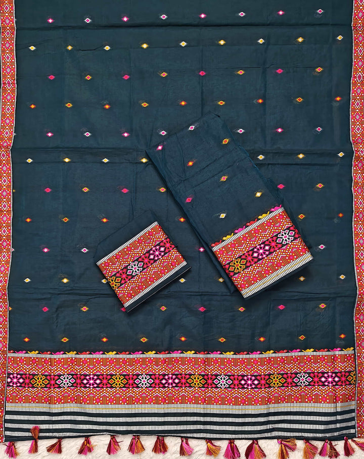 Ready-To-Wear Multi-Dhaga Work AC Cotton* Mekhela Sador