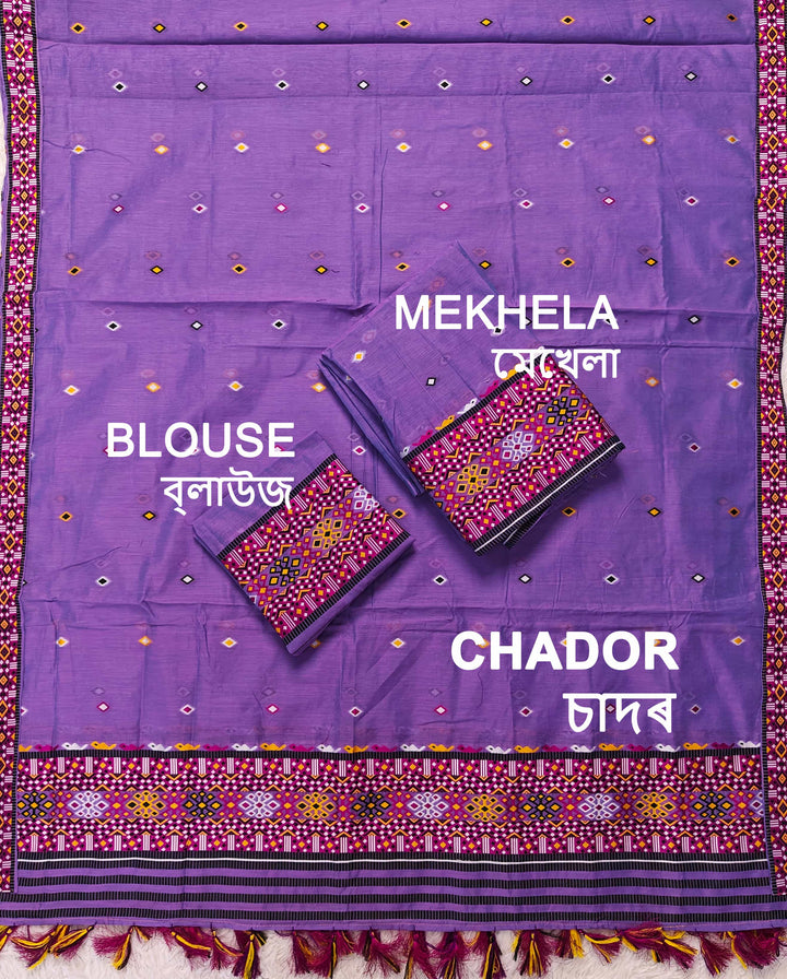 Ready-To-Wear Multi-Dhaga Work AC Cotton* Mekhela Sador
