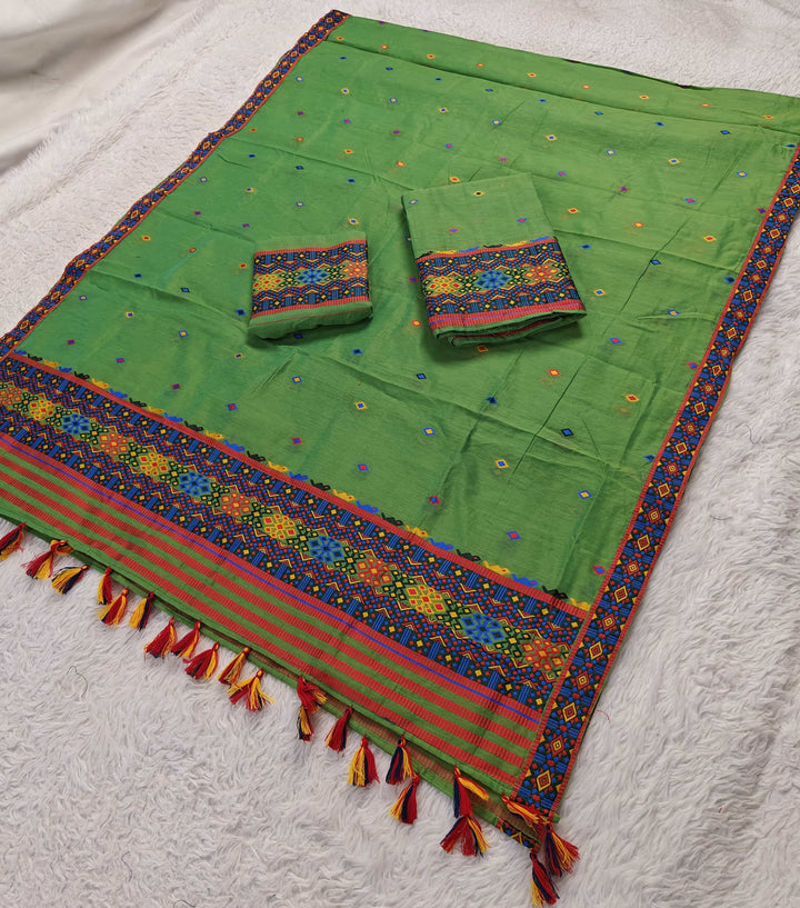 Ready-To-Wear Multi-Dhaga Work AC Cotton* Mekhela Sador