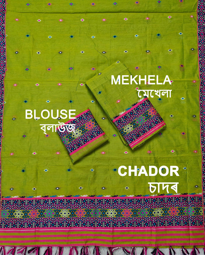 Ready-To-Wear Multi-Dhaga Work AC Cotton* Mekhela Sador