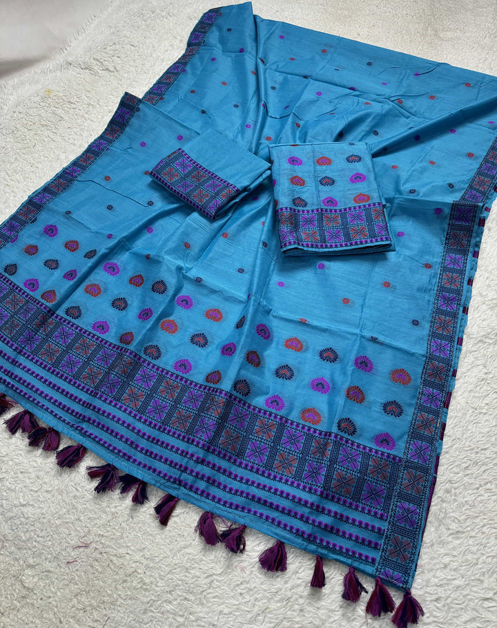 Ready-To-Wear Multi-Dhaga Work AC Cotton* Mekhela Sador