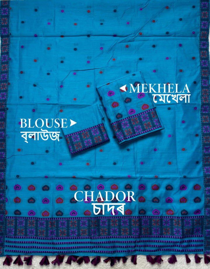 Ready-To-Wear Multi-Dhaga Work AC Cotton* Mekhela Sador
