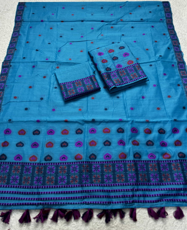 Ready-To-Wear Multi-Dhaga Work AC Cotton* Mekhela Sador