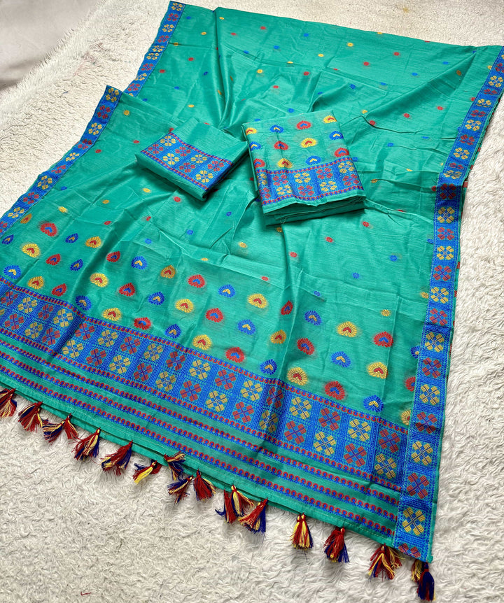 Ready-To-Wear Multi-Dhaga Work AC Cotton* Mekhela Sador