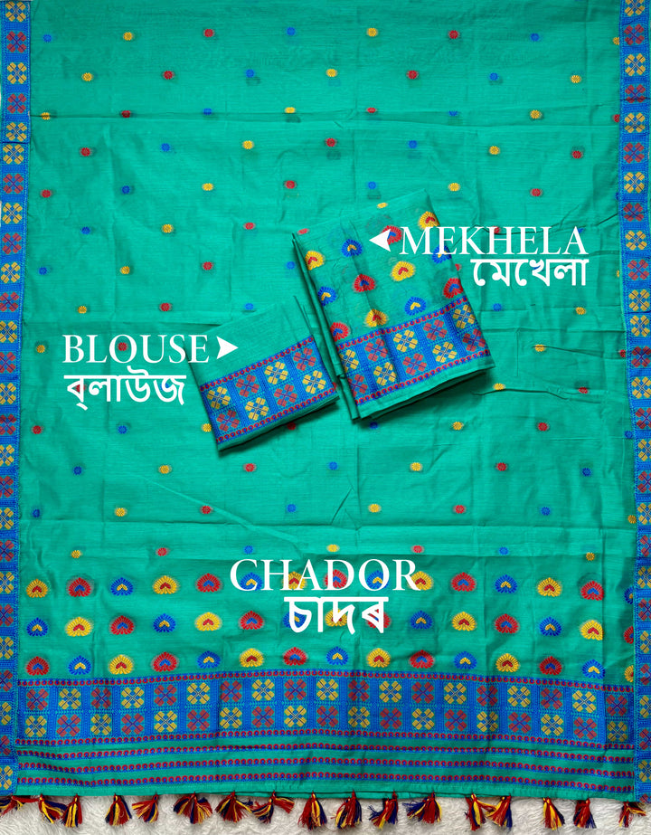 Ready-To-Wear Multi-Dhaga Work AC Cotton* Mekhela Sador