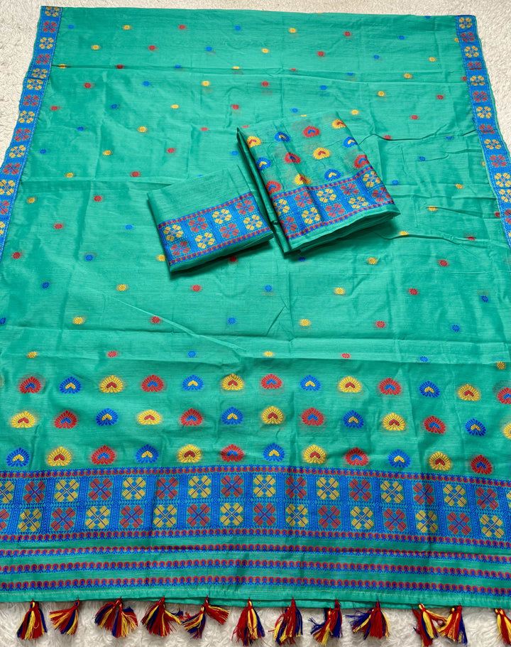 Ready-To-Wear Multi-Dhaga Work AC Cotton* Mekhela Sador