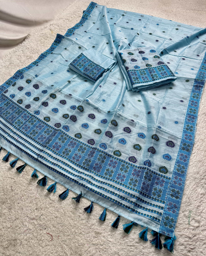 Ready-To-Wear Multi-Dhaga Work AC Cotton* Mekhela Sador