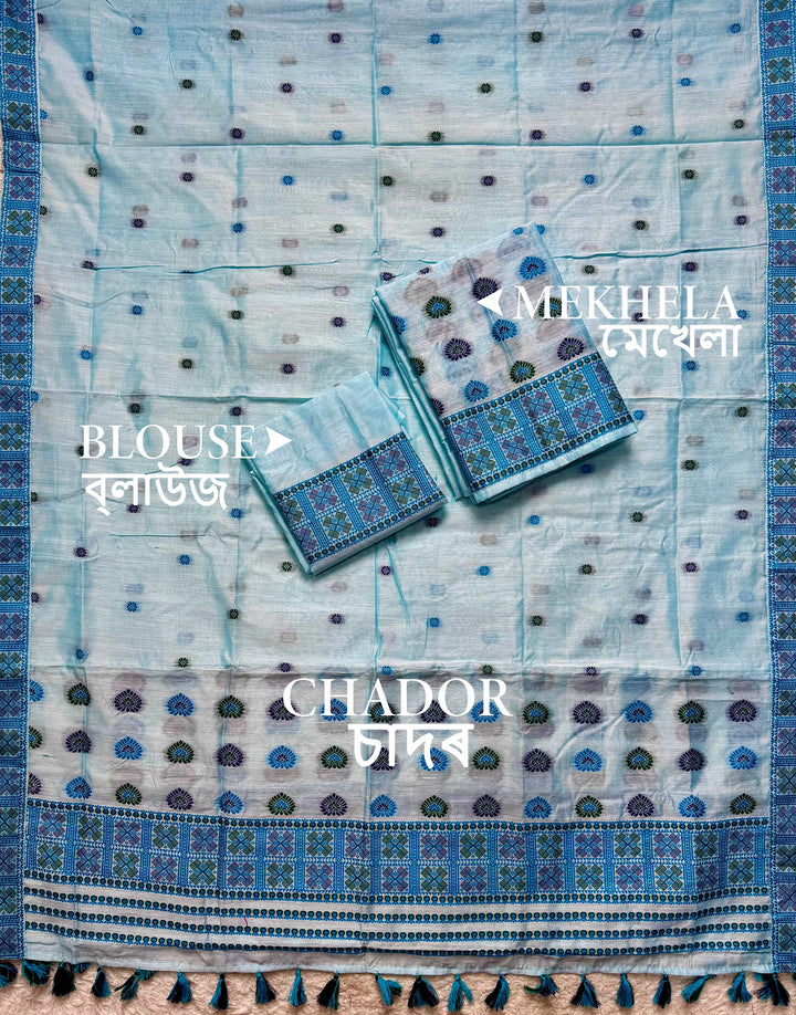 Ready-To-Wear Multi-Dhaga Work AC Cotton* Mekhela Sador