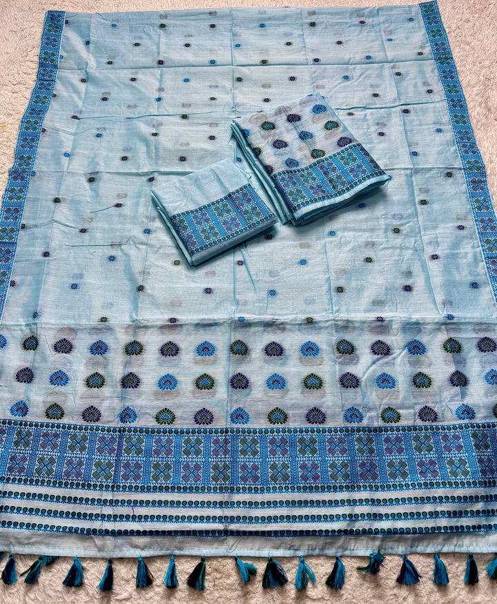 Ready-To-Wear Multi-Dhaga Work AC Cotton* Mekhela Sador
