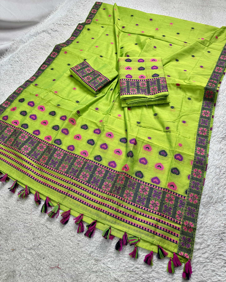 Ready-To-Wear Multi-Dhaga Work AC Cotton* Mekhela Sador