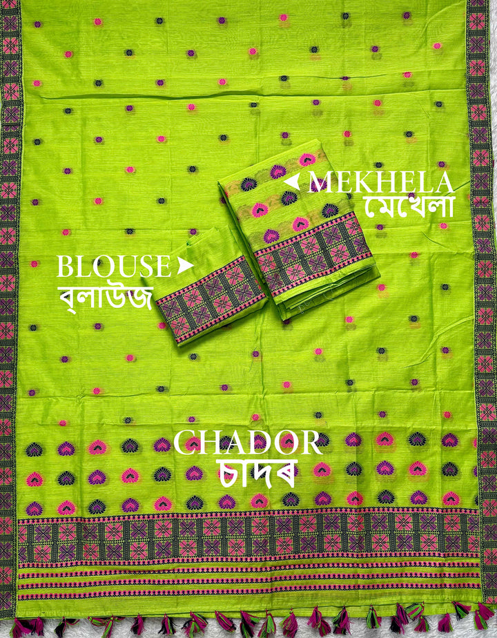 Ready-To-Wear Multi-Dhaga Work AC Cotton* Mekhela Sador