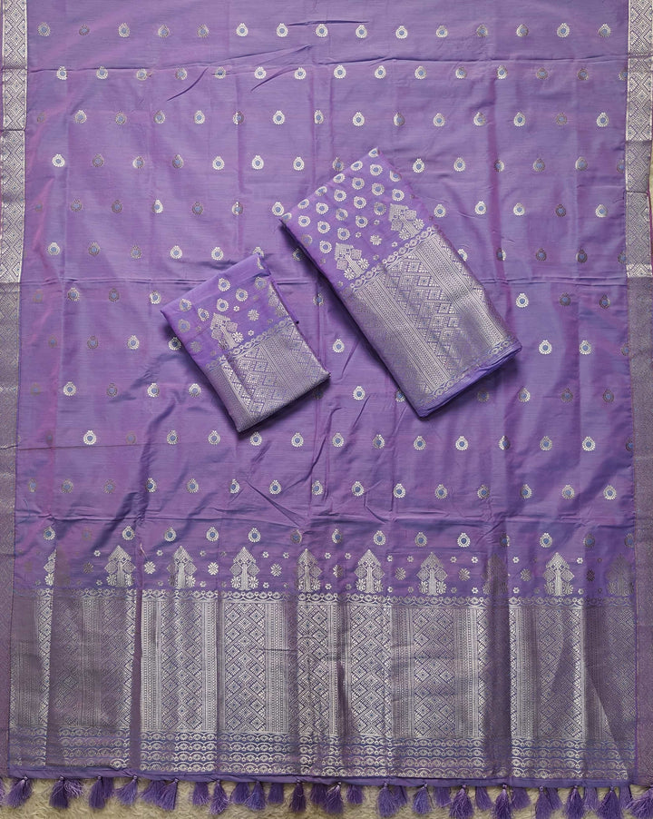 Ready-To-Wear Silver Silver Super Cotton* Mekhela Sador