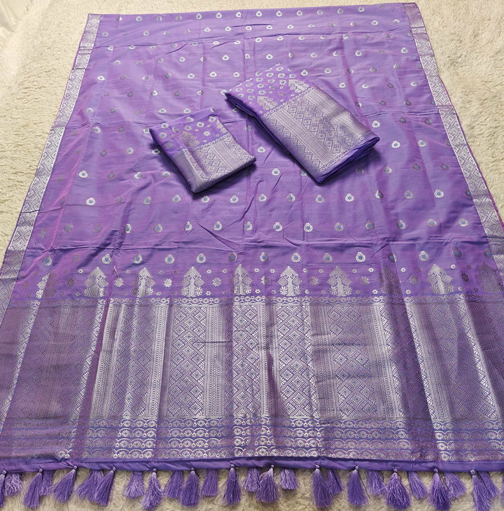 Ready-To-Wear Silver Silver Super Cotton* Mekhela Sador