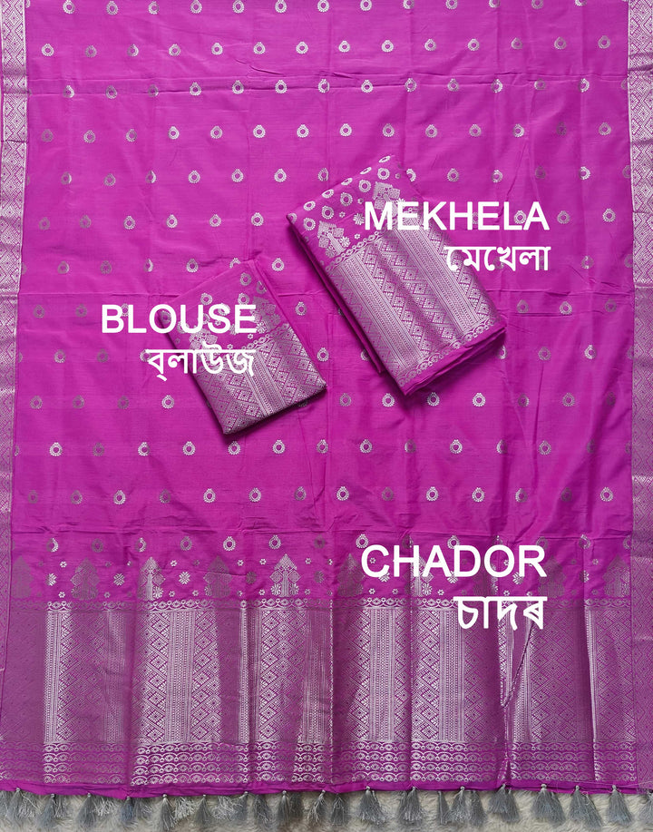 Ready-To-Wear Silver Silver Super Cotton* Mekhela Sador