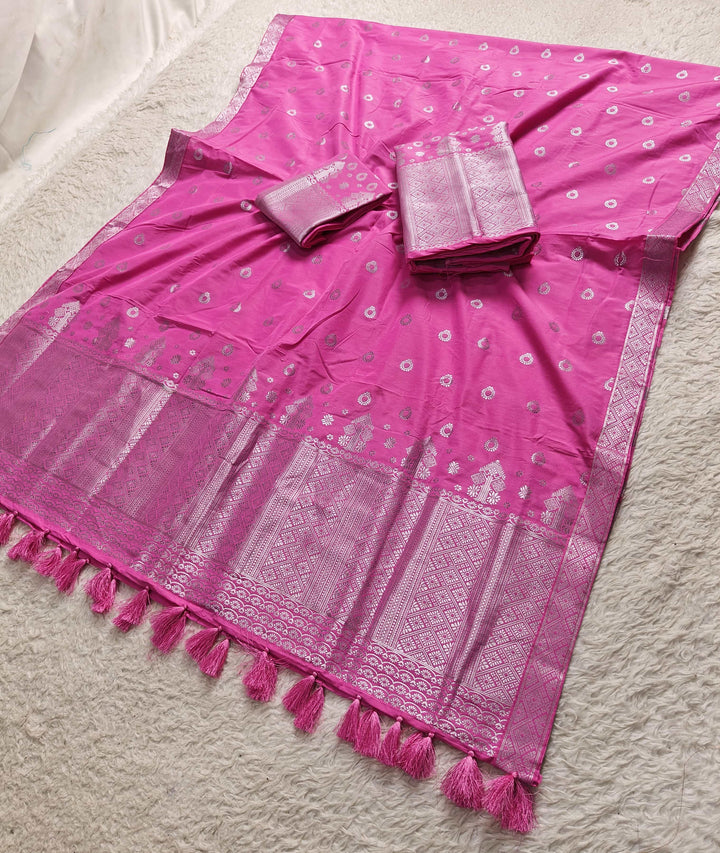 Ready-To-Wear Silver Silver Super Cotton* Mekhela Sador