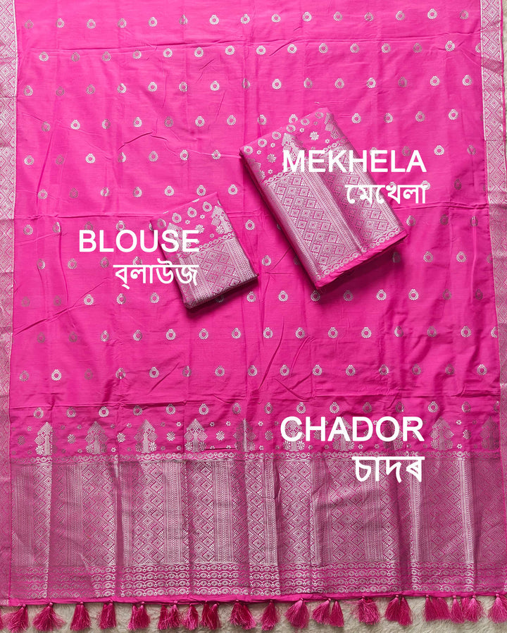 Ready-To-Wear Silver Silver Super Cotton* Mekhela Sador
