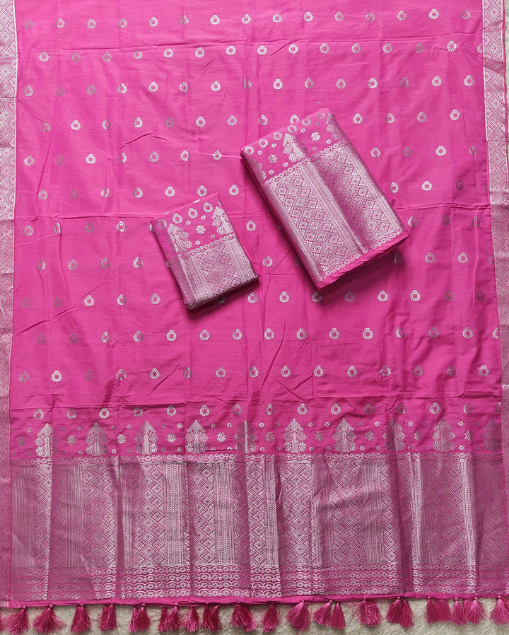 Ready-To-Wear Silver Silver Super Cotton* Mekhela Sador