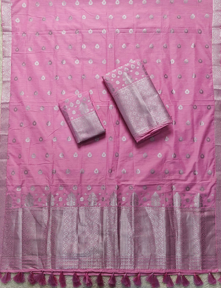Ready-To-Wear Silver Silver Super Cotton* Mekhela Sador