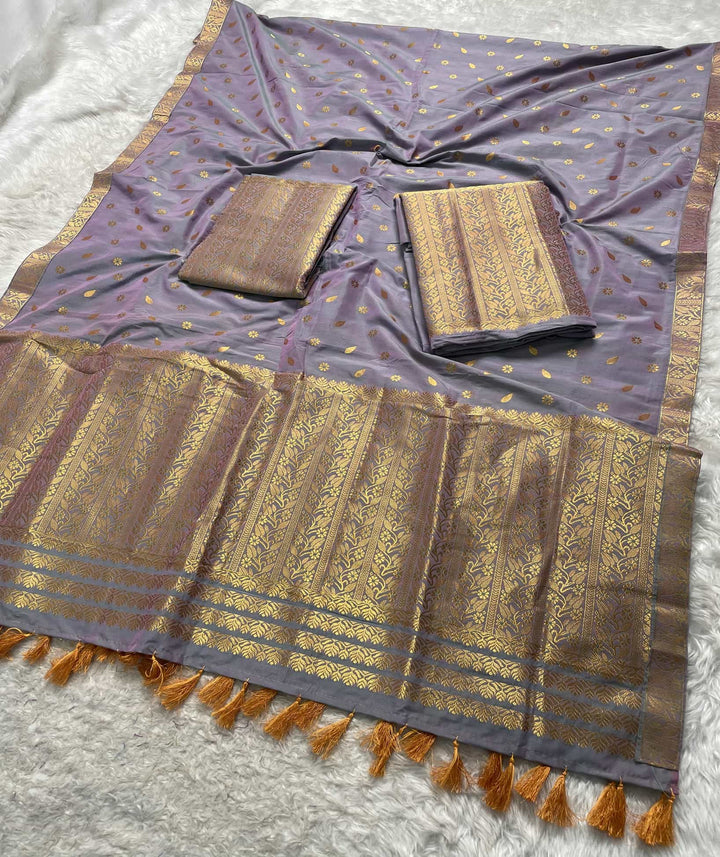 Ready-To-Wear Gold Guna Super Cotton* Mekhela Sador