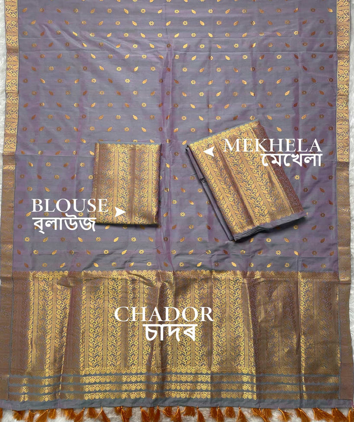 Ready-To-Wear Gold Guna Super Cotton* Mekhela Sador