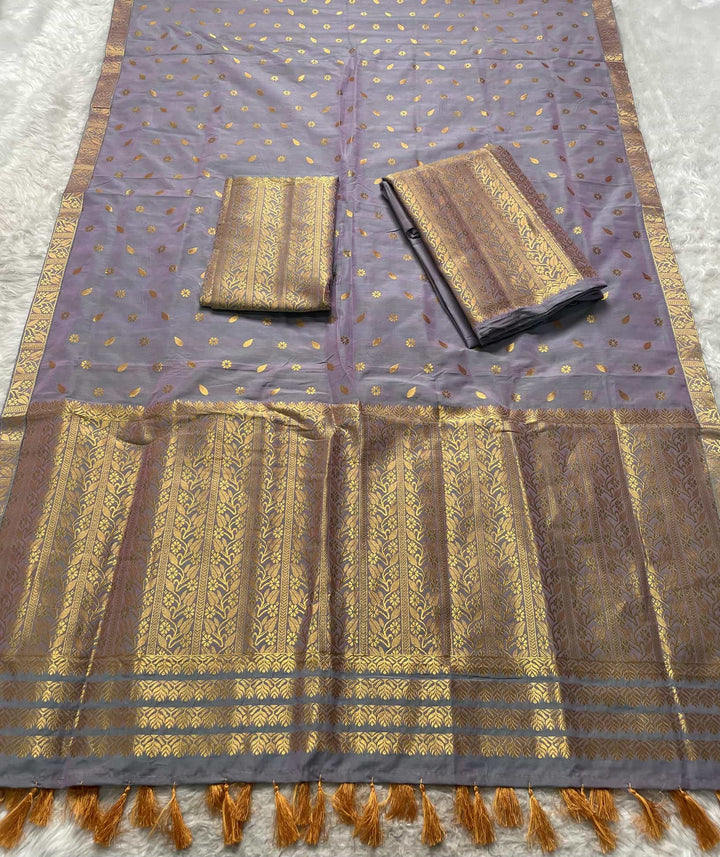 Ready-To-Wear Gold Guna Super Cotton* Mekhela Sador