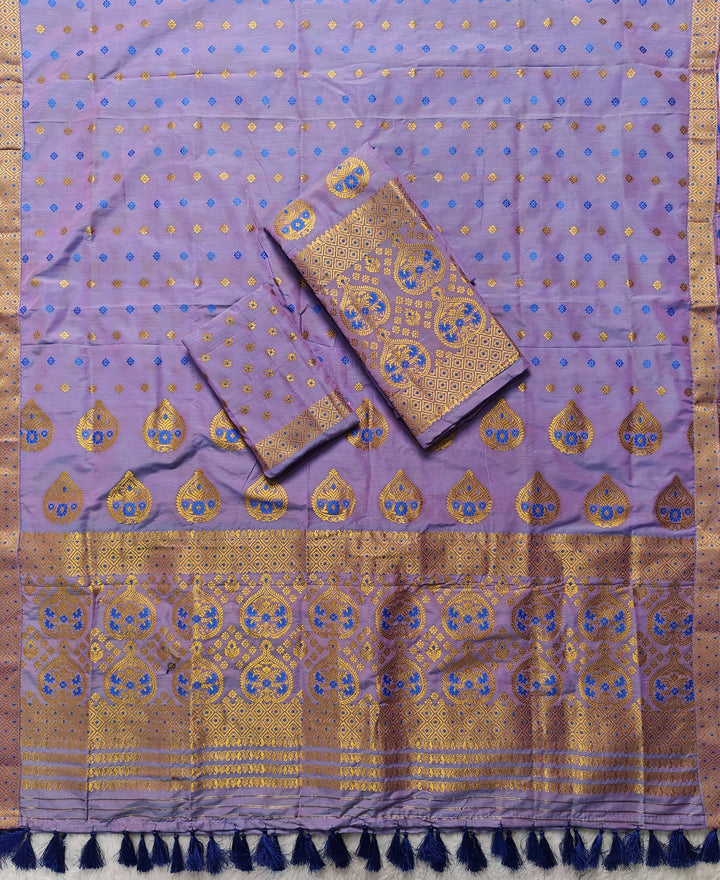 Ready-To-Wear Gold Jari Super Cotton* Mekhela Sador