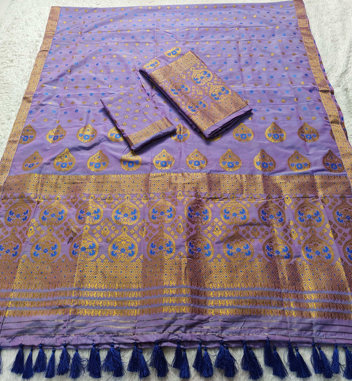 Ready-To-Wear Gold Jari Super Cotton* Mekhela Sador