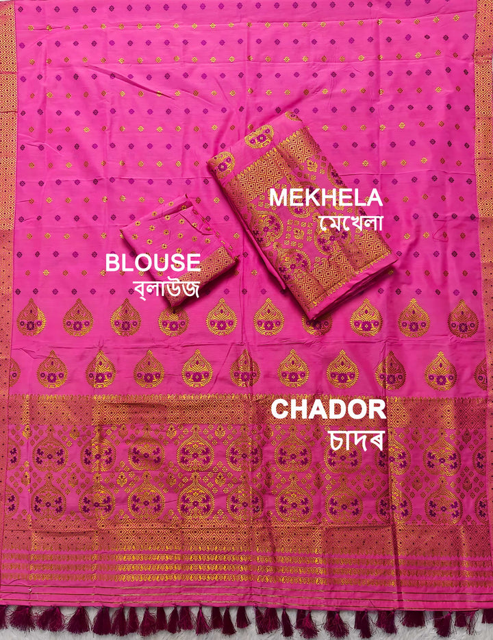 Ready-To-Wear Gold Jari Super Cotton* Mekhela Sador