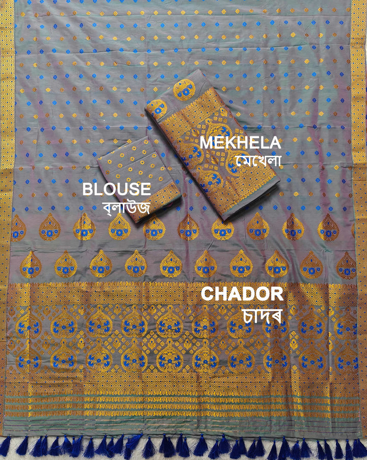 Ready-To-Wear Gold Jari Super Cotton* Mekhela Sador
