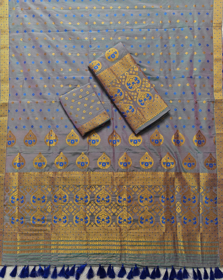 Ready-To-Wear Gold Jari Super Cotton* Mekhela Sador