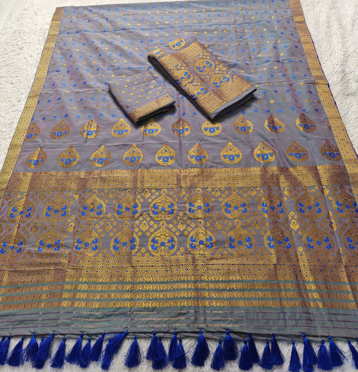 Ready-To-Wear Gold Jari Super Cotton* Mekhela Sador
