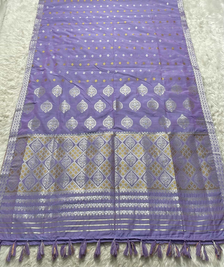 Ready-To-Wear Silver-Gold Guna Super Cotton* Mekhela Sador