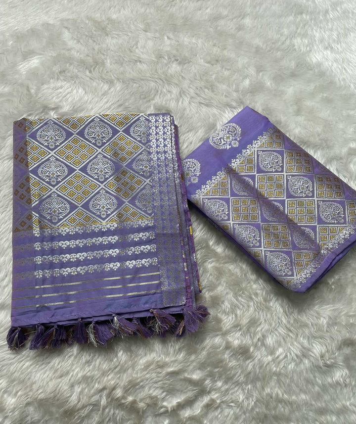 Ready-To-Wear Silver-Gold Guna Super Cotton* Mekhela Sador