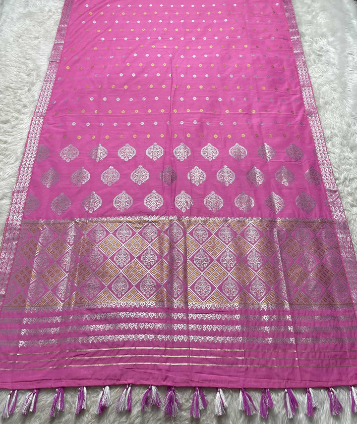 Ready-To-Wear Silver-Gold Guna Super Cotton* Mekhela Sador