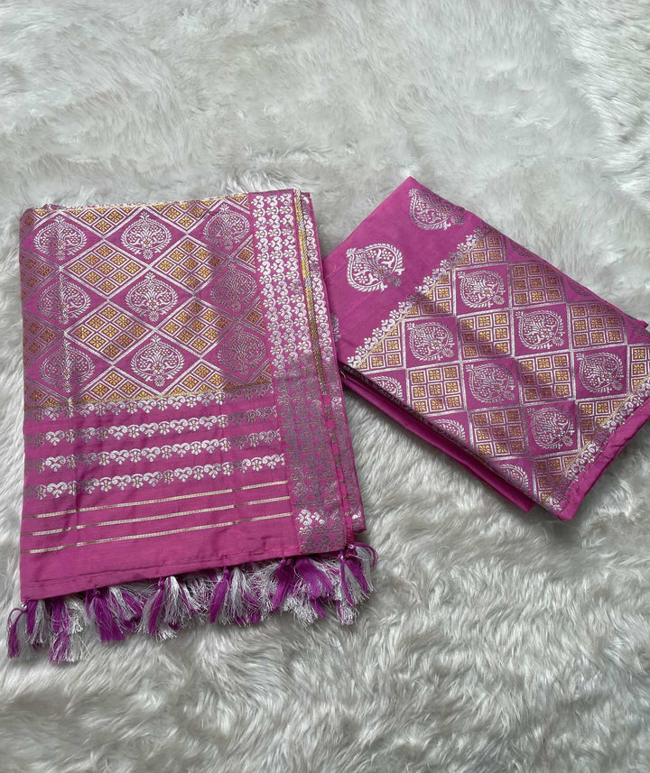 Ready-To-Wear Silver-Gold Guna Super Cotton* Mekhela Sador