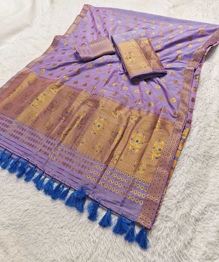 Ready-To-Wear Silver Gold Super Cotton* Mekhela Sador