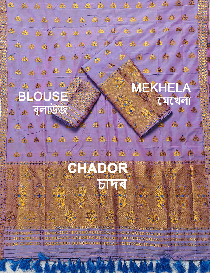 Ready-To-Wear Silver Gold Super Cotton* Mekhela Sador
