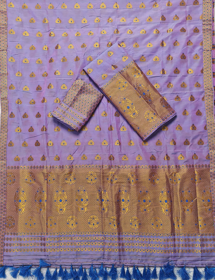 Ready-To-Wear Silver Gold Super Cotton* Mekhela Sador