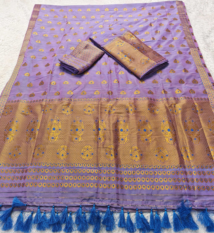 Ready-To-Wear Silver Gold Super Cotton* Mekhela Sador