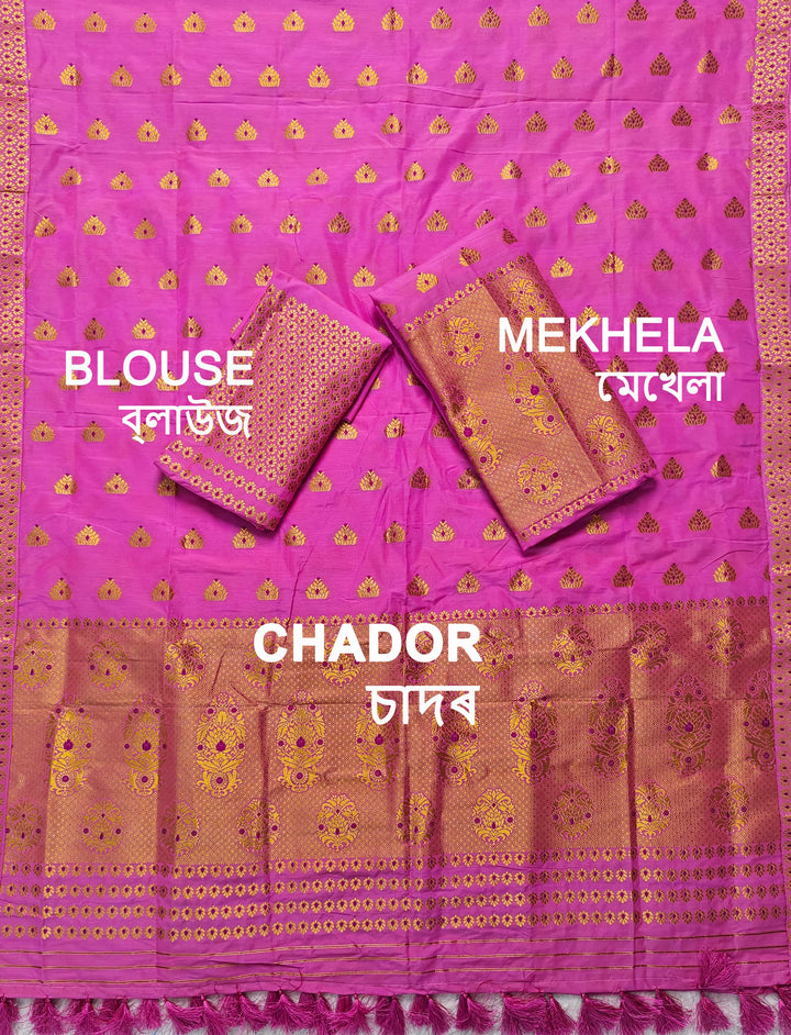 Ready-To-Wear Silver Gold Super Cotton* Mekhela Sador
