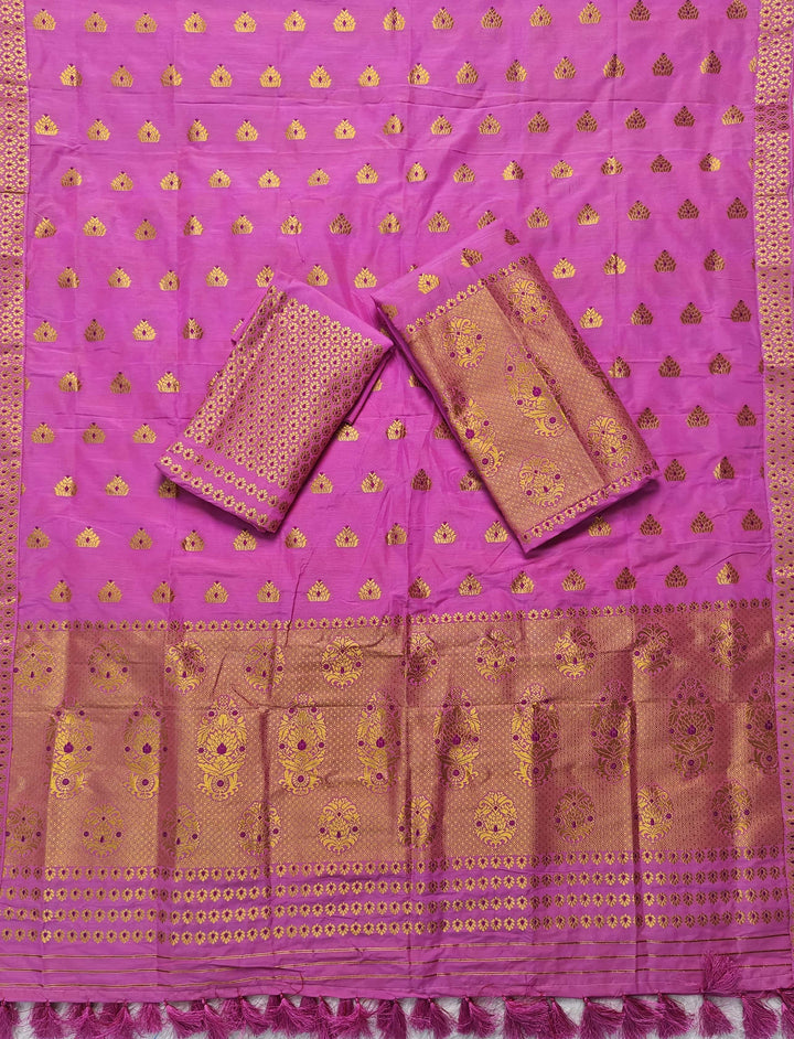 Ready-To-Wear Silver Gold Super Cotton* Mekhela Sador