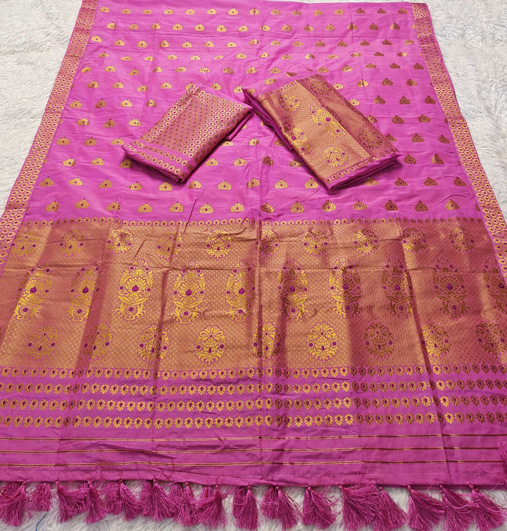 Ready-To-Wear Silver Gold Super Cotton* Mekhela Sador
