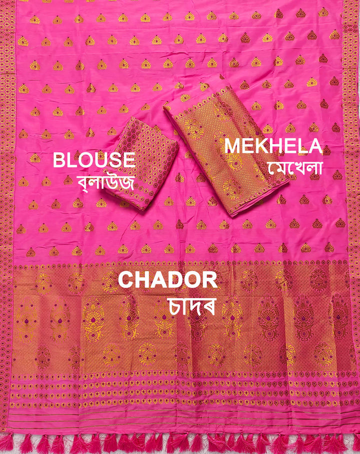 Ready-To-Wear Silver Gold Super Cotton* Mekhela Sador