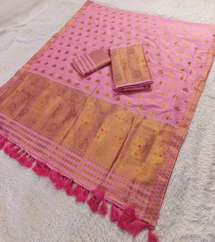 Ready-To-Wear Silver Gold Super Cotton* Mekhela Sador