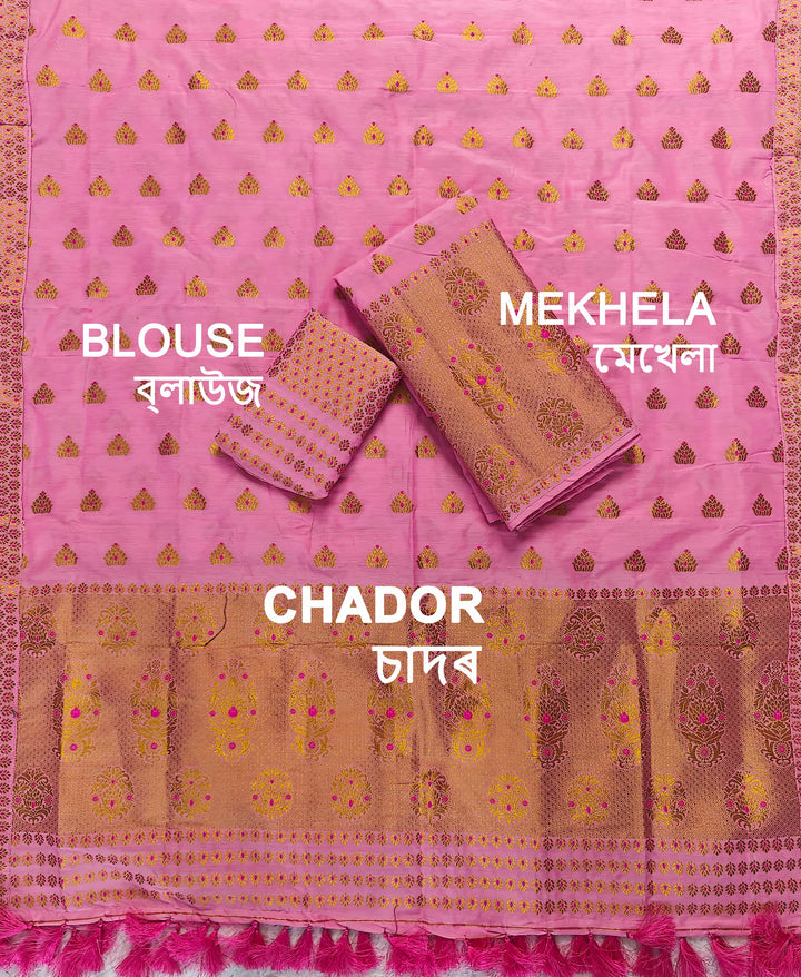 Ready-To-Wear Silver Gold Super Cotton* Mekhela Sador