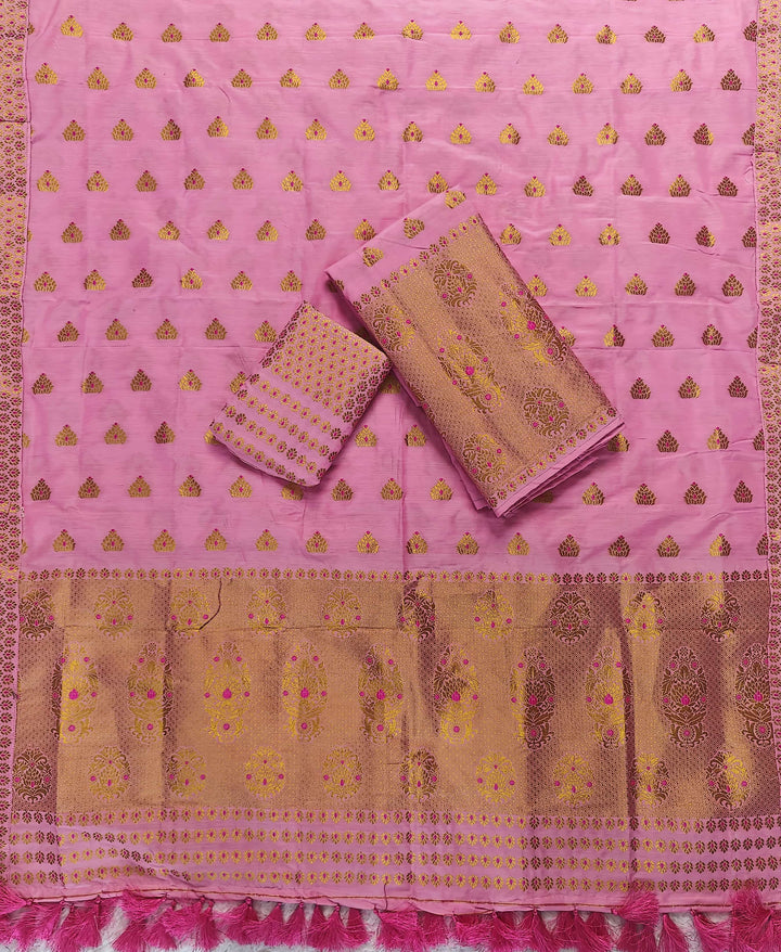 Ready-To-Wear Silver Gold Super Cotton* Mekhela Sador