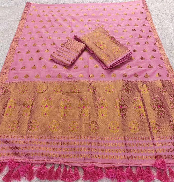 Ready-To-Wear Silver Gold Super Cotton* Mekhela Sador