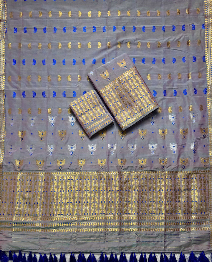 Ready-To-Wear Silver Silver Super Cotton* Mekhela Sador