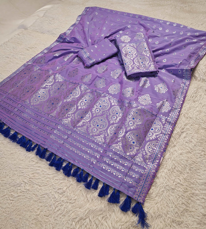 Ready-To-Wear Silver Jari Super Cotton* Mekhela Sador